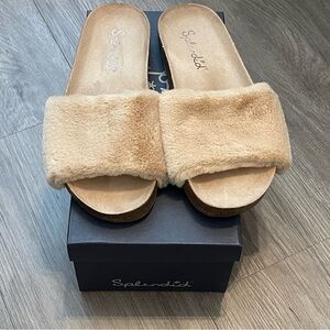 Women's Cozy Tan Furry Slippers